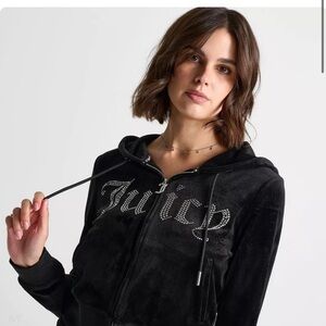 Juicy Couture Black Rhinestone Hoodie and pants set